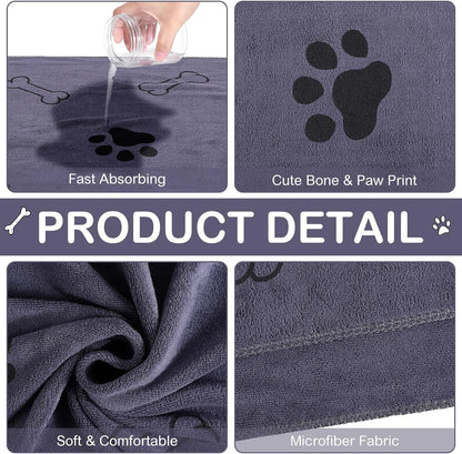 Chumia 8 Pcs Dog Towels for Drying Dogs Cats Pet Towels Bulk Puppy Microfiber Quick Drying Paw Bath Bathing Supplies Absorbent for Medium Pets(Gray,40 x 24 Inch)