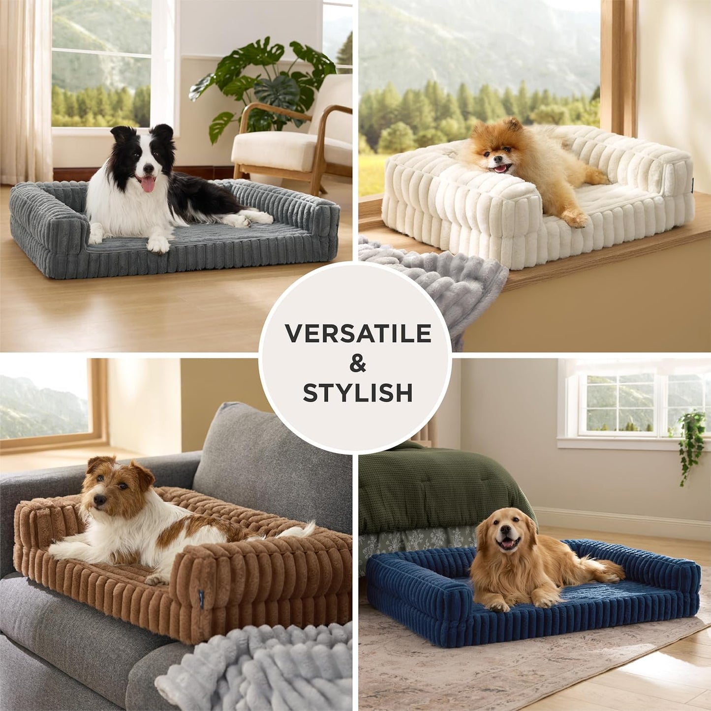 Bedsure Orthopedic Dog Bed for Small Dogs, Waterproof Memory Foam Small Pet Beds with Sides, Non-Slip Bottom and Egg-Crate Foam Medium Dog Couch Sofa with Washable Removable Corduroy Cover, Grey