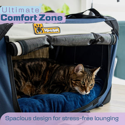 Extra Large Dog Cat Puppy Carrier 20"x13"x13" Foldable Soft Sided Travel Crate Portable Pet Kennel With Cushion Reduces Anxiety Saves Space Easy Vet Visits Secure Triple Entry Mesh Lightweight Durable