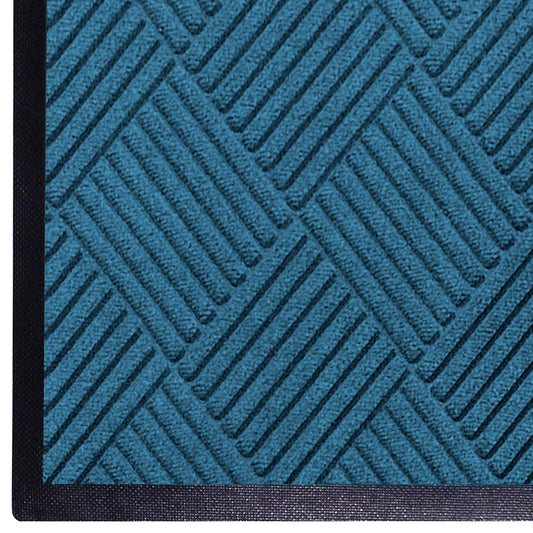 WaterHog Diamond | Commercial-Grade Entrance Mat with Rubber Border – Indoor/Outdoor, Quick Drying, Stain Resistant Door Mat (Medium Blue, 3' x 12')
