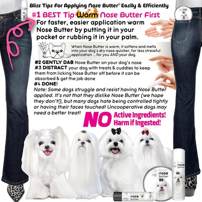 The Blissful Dog Maltese Nose Butter for Dry, Cracked Skin, Lick-Safe Dog Nose Balm with Moisturizing Shea Butter, Almond, Olive, and Essential Oils, Pet Supplies, Uncented, 2 oz.