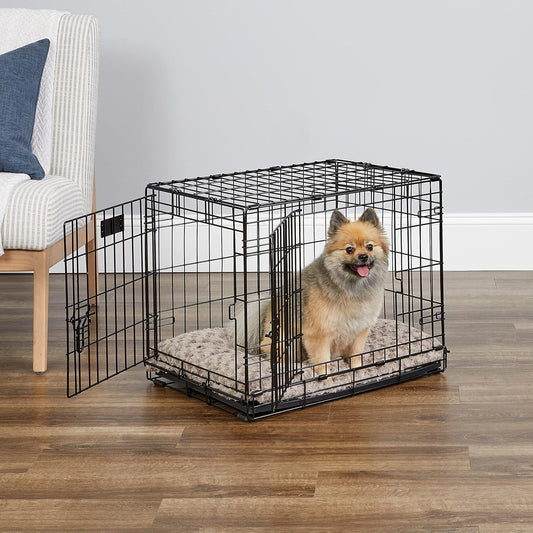 MidWest Homes for Pets 24-Inch Two-Door iCrate Folding Dog Crate with Divider Panel, Leak-Proof Tray & Secure Latches – Metal Wire Kennel for Small Breeds – Portable, Durable & Easy to Assemble