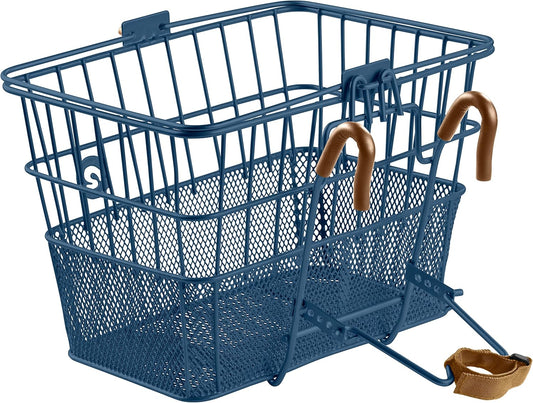 Retrospec Apollo Detachable Front Bike Basket Steel Half-Mesh with Integrated Detachable Hooks and Built-In Handle, Easy Assembly and Portability for Bicycles