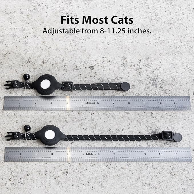 AirTag Cat Collar Breakaway - TagVault™ - Secure AirTag Cat Collar, Ultra-Compact, Doesn't Dangle, Refelective, Bell | Elevation Lab (with Collar)