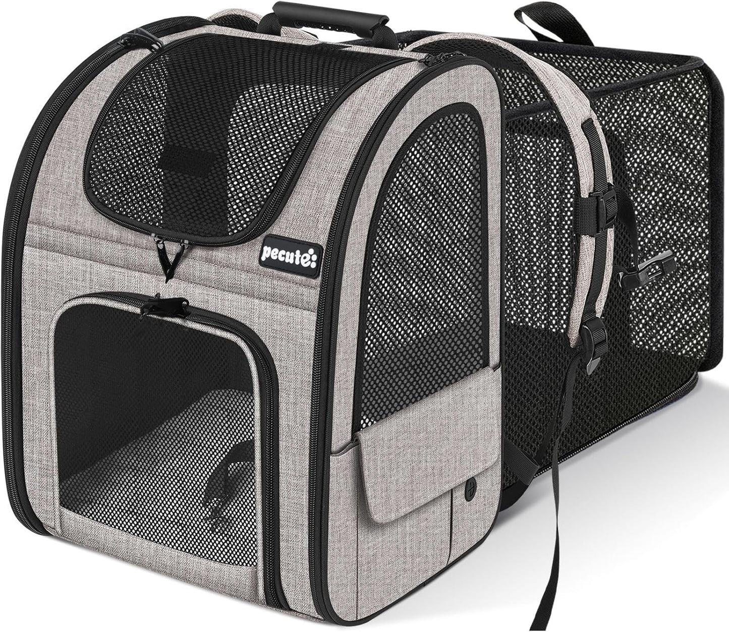 Pecute Pet Carrier Backpack, Dog Carrier Backpack, Expandable with Breathable Mesh for Small Dogs Cats Puppies, Pet Backpack Bag for Hiking Travel Camping Outdoor Hold Pets Up to 17 Lbs - Pawvie