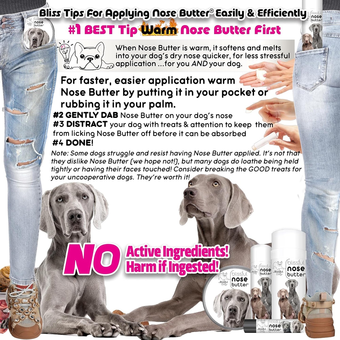 The Blissful Dog Weimaraner Nose Butter, Versatile Dog Nose Balm for Dry Nose, Handcrafted Nose Moisturizer, Easy-to-Apply Dog Essentials, Unscented, 2 oz.