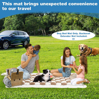VClife Khaki Plaid Dog Car Bed Mat, Non-Slip Backseat Extender Pet Blanket, Washable Dog Bed Mat for SUVs, Sedans & Small Trucks, Portable Travel Pad for Dogs, Wear Resistant, Pet Friendly, 59"×27.6"