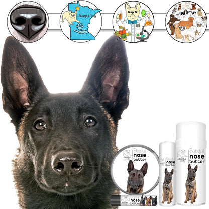 The Blissful Dog Belgian Malinois Nose Butter for Dry, Cracked Skin, Lick-Safe Dog Nose Balm with Moisturizing Shea Butter, Almond, Olive, and Essential Oils, Pet Supplies, Uncented, 1 oz.