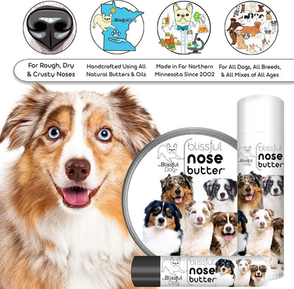 The Blissful Dog Australian Shepherd Nose Butter for Dry, Cracked Skin, Lick-Safe Dog Nose Balm with Moisturizing Shea Butter, Almond, Olive, and Essential Oils, Pet Supplies, Uncented, 1 oz.