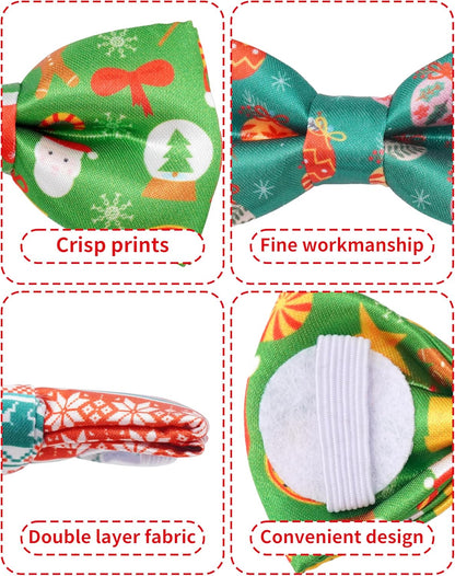 PET SHOW 10 Pack Christmas Big Dog Bow Ties for Large Medium Dogs Sliding Collar Attachments Xmas Tree Bowties Santa Bowknots Holiday Party Pet Grooming Accessories(Large)