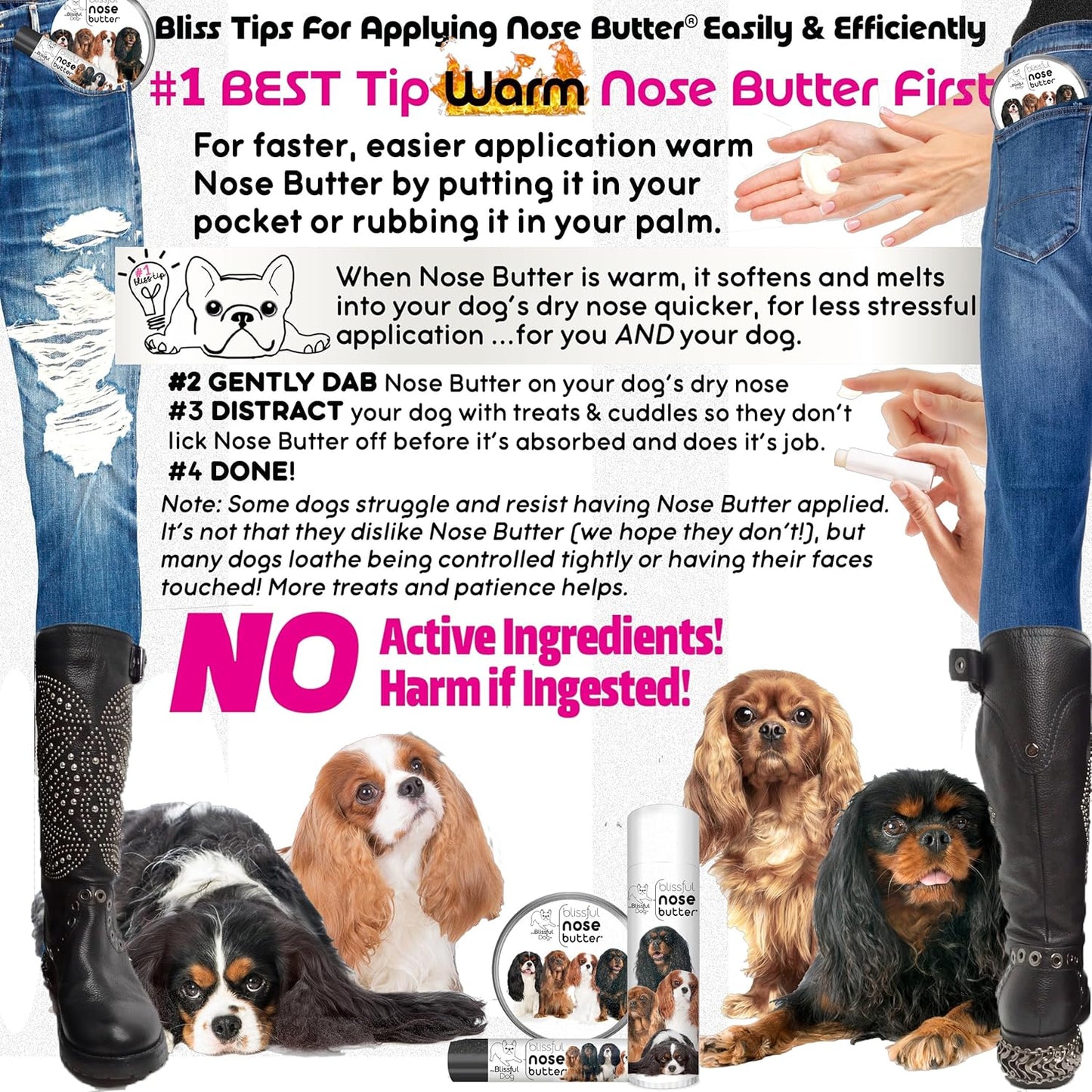 The Blissful Dog Cavalier King Charles Spaniel Nose Butter, Versatile Dog Nose Balm for Dry Nose, Handcrafted Nose Moisturizer, Easy-to-Apply Dog Essentials, Unscented, 2 oz.