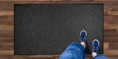 M+A Matting WaterHog Diamond | Commercial-Grade Entrance Mat with Rubber Border – Indoor/Outdoor, Quick Drying, Stain Resistant Door Mat (Charcoal, 6' x 6')