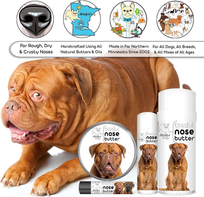 The Blissful Dog Dogue De Bordeaux Nose Butter, Versatile Dog Nose Balm for Dry Nose, Handcrafted Nose Moisturizer, Easy-to-Apply Dog Essentials, Unscented, 1 oz.