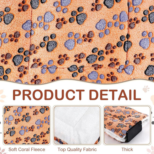 4 Pack Ultra Soft Dog Cat Bed Mat with Cute Prints Reversible Fleece Dog Crate Kennel Pad Cozy Washable Thickened Hamster Guinea Pig Pet Bed Mat for Small Animals(21 x 14 Inches,Vivid Color)