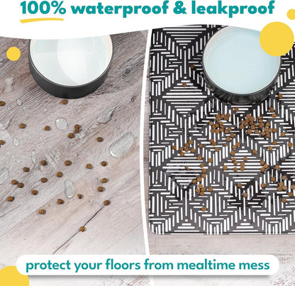 NALALAS Large Dog Mat for Food and Water, Cat Feeding Mat | Large Waterproof Dog Bowl Mat | Non-Slip Pet Food Mat for Floors | Pet Mats for Food and Water | Easy to Clean