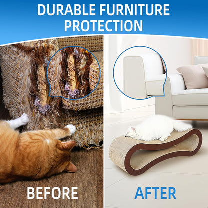 2 in 1 Cat Scratcher Cardboard, Cat Scratching Board Furniture Protector, Cat Scratching Post, Cat Beds for Indoor Cats, Infinity Shape, X-Large