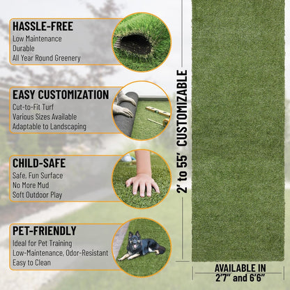 Ottomanson Artificial Grass Puppy Potty Training Pad, 2'7" x 3' Reusable Pee Pad for Small Pets and Dogs