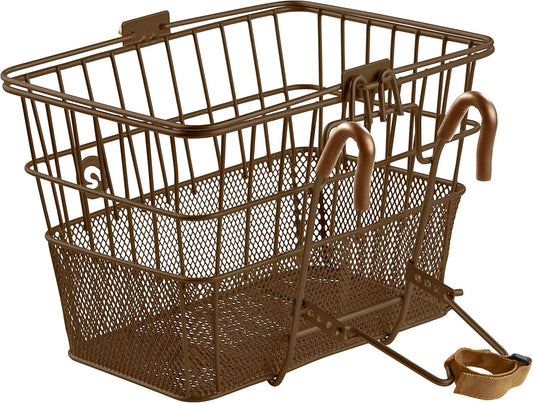 Retrospec Apollo Detachable Front Bike Basket Steel Half-Mesh with Integrated Detachable Hooks and Built-In Handle, Easy Assembly and Portability for Bicycles