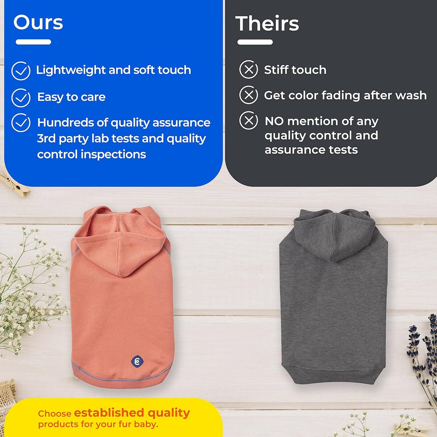 Blueberry Pet Essentials Soft & Comfy Better Basic Cotton Blend Dog Hoodie Sweatshirt in Charcoal Grey, Back Length 18", Pack of 1 Jacket for Dogs