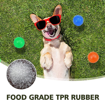 petizer 6 Pack 3.5” Squeaky Dog Toy Balls, Floating Pool Balls, Spiky Dog Balls, Durable Interactive Fetch Toys for Puppy, Dog Chew Toys for Teething (3.5", Medium/Large)