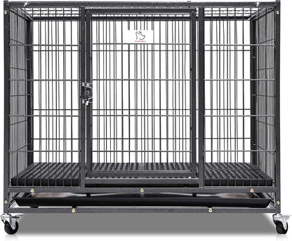 Homey Pet 37" Stackable Larger Heavy Duty Dog Cage w/Plastic Floor Grid, Open Top & Casters