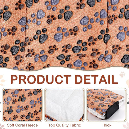 Tuanse 4 Pack Ultra Soft Dog Cat Bed Mat with Cute Prints Reversible Fleece Dog Crate Kennel Pad Cozy Washable Thickened Hamster Guinea Pig Pet Bed Mat for Small Animals(30 x 22 Inches,Vivid Color)