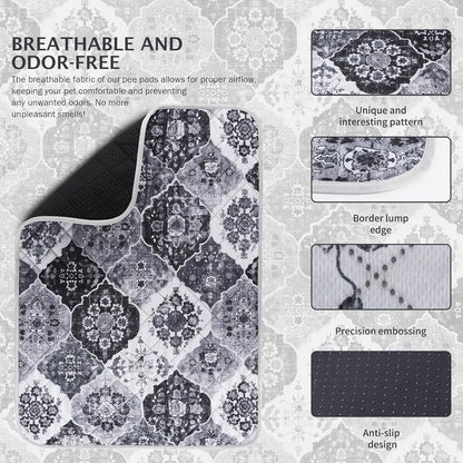 IEUUMLER Washable Pee Pads for Dogs, 2 Pack Reusable Pee Pads for Dogs Non-Slip Grip, Super Absorbent Waterproof Puppy Pads for Potty Training, Playpen, Crate, Whelping Box EU011 Black Grey, 30x20