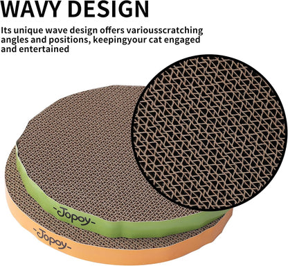 Round cat Scratcher Refill 9.84 inch Diameter 7/8 inch Thickness Scratcher Replacement Pads Scratching Board Circle cat Scratcher Scratch pad (Green and Yellow Cardboard 2PCS)