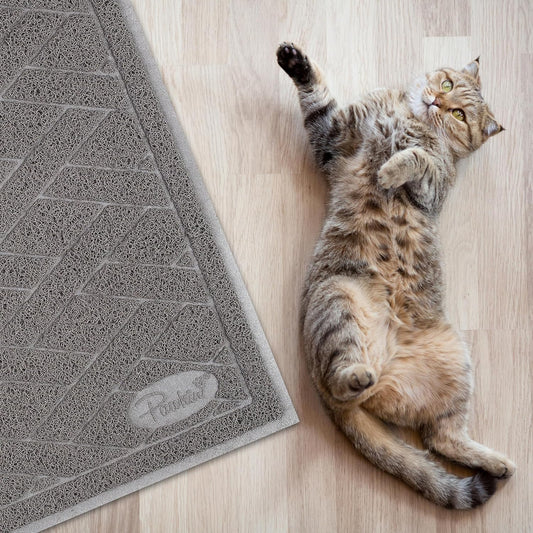Pawkin Cat Litter Mat, Jumbo XX-Large, 4x3 Feet, Fits Two Litter Boxes or Extra Coverage for One Box, Gray