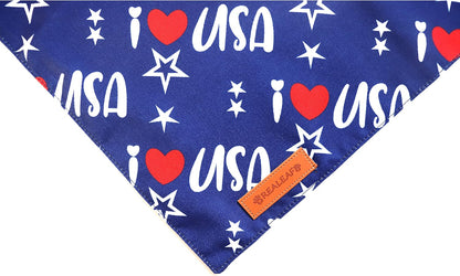Realeaf 4th of July Dog Bandanas 2 Pack, Triangle Reversible American Flag Pet Patriotic Scarf for Boy and Girl, Premium Durable Fabric, USA Bandana for Large and Extra Large Dogs (X-Large)