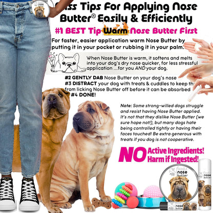 The Blissful Dog Chinese Shar-Pei Nose Butter for Dry, Cracked Skin, Lick-Safe Dog Nose Balm with Moisturizing Shea Butter, Almond, Olive, and Essential Oils, Pet Supplies, Uncented, 8 oz.