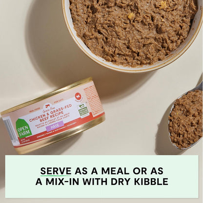 Open Farm Canned Cat Food, Paté for Complete & Balanced Nutrition, Grain-Free and Legume-Free Wet Cat Food, Chicken & Beef Recipe, 2.8oz Cans (Case of 18)