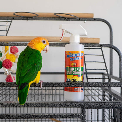 Absolutely Clean Amazing Bird Cage Cleaner and Deodorizer - Just Spray/Wipe - Safely & Easily Removes Bird Messes Quickly and Easily - Made in The US - Fragrance Free - 16oz (Pack of 2)
