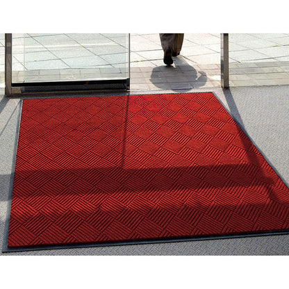 WaterHog Diamond | Commercial-Grade Entrance Mat with Rubber Border – Indoor/Outdoor, Quick Drying, Stain Resistant Door Mat (Solid Red, 3' x 6')