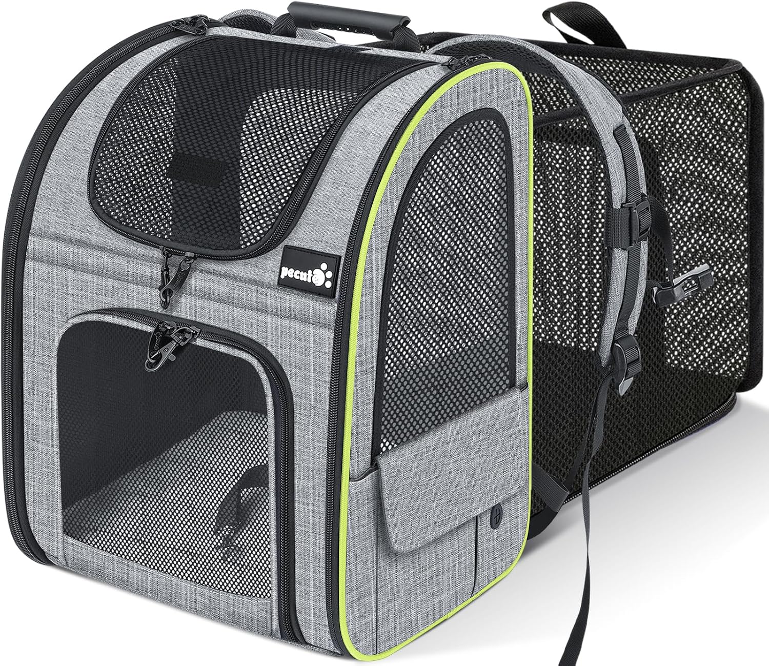 Pecute Cat Carrier Backpacks, Expandable Cat Backpack with Breathable Mesh, Pet Carrier Backpack for Cats Small Dogs Puppies Up to 17 Lbs, Dog Carrier Backpack Great for Travel Hiking Camping Outdoor - Pawvie