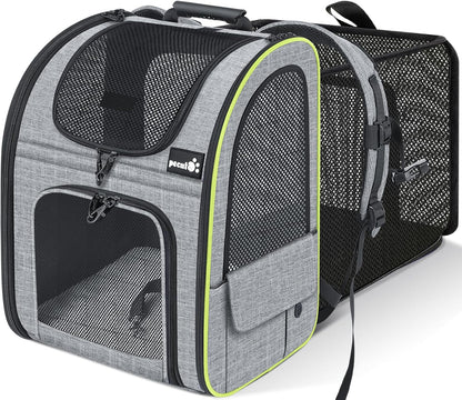 Pecute Cat Carrier Backpacks, Expandable Cat Backpack with Breathable Mesh, Pet Carrier Backpack for Cats Small Dogs Puppies Up to 17 Lbs, Dog Carrier Backpack Great for Travel Hiking Camping Outdoor - Pawvie