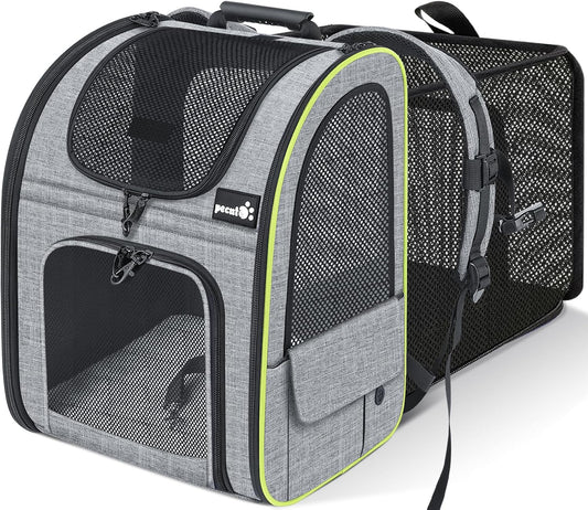 Pecute Cat Carrier Backpacks, Expandable Cat Backpack with Breathable Mesh, Pet Carrier Backpack for Cats Small Dogs Puppies Up to 17 Lbs, Dog Carrier Backpack Great for Travel Hiking Camping Outdoor - Pawvie