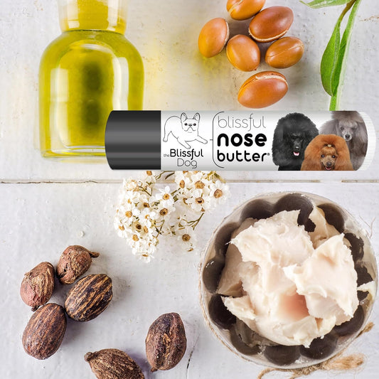 The Blissful Dog Poodle Nose Butter for Dry, Cracked Skin, Lick-Safe Dog Nose Balm with Moisturizing Shea Butter, Almond, Olive, and Essential Oils, Pet Supplies, Uncented, 0.15 oz.