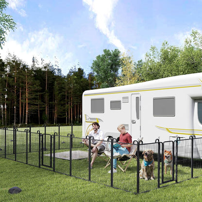 Dog Playpen Outdoor 12 Panels Heavy Duty Dog Fence 47" Height Anti-Rust with Doors Portable for RV Camping Yard, Total 27FT, 58 Sq.ft, Snowy Black