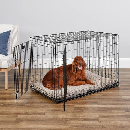 MidWest Homes for Pets 42-Inch Two-Door iCrate Folding Dog Crate with Divider Panel, Leak-Proof Tray & Secure Latches – Metal Wire Kennel for Large Breeds – Portable, Durable & Easy to Assemble