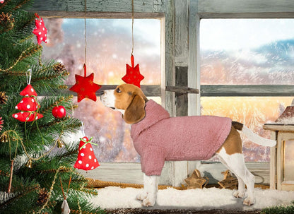 Fuzzy Dog Sweaters for Medium Dogs Dog Hoodie Sweater Clothes Warm Soft Cozy Pet Coats Hooded Sweatshirt Medium Pet Hoodie(Pink-M)