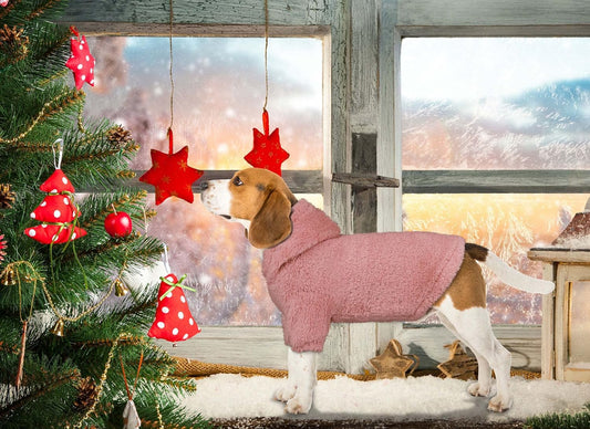 Fuzzy Dog Sweaters for Small Dogs Dog Hoodie Pet Clothes Warm Soft Cozy Coats Hooded Sweatshirt Fleece Small Pet Hoodies Sweater(Pink-S)