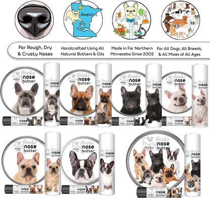 The Blissful Dog Pied French Bulldog Nose Butter, Versatile Dog Nose Balm for Dry Nose, Handcrafted Nose Moisturizer, Easy-to-Apply Dog Essentials, Unscented, 1 oz.