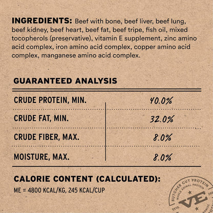 Vital Essentials Freeze-Dried Raw Beef Meal or Mixer Dog Food Crunchy Mini Nibs, 25 oz