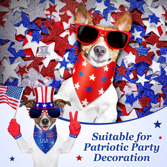 200 Pcs Patriotic Dog Bandanas Bulk Veterans Day Bandanas for Dogs American Flag Star Pattern Triangle Kerchief Bibs Scarf Set for Pet Party Costume Photo Props Accessories Pet Shops