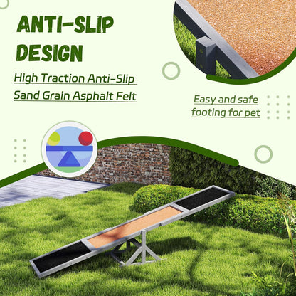 PawHut Wooden Dog Agility Seesaw for Training and Exercise, Platform Equipment Run Game Toy, Weather Resistant Pet Supplies, 83" L x 16" W x 14" H, Gray