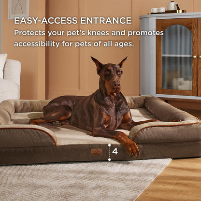 Bedsure XXL Orthopedic Dog Bed for Extra Large Dogs - Washable Giant Dog Cat Bed Waterproof, Comfort Dogs Couch Sofa with Washable Removable Cover, Pet Bed with Nonskid Bottom, Brown, 52"
