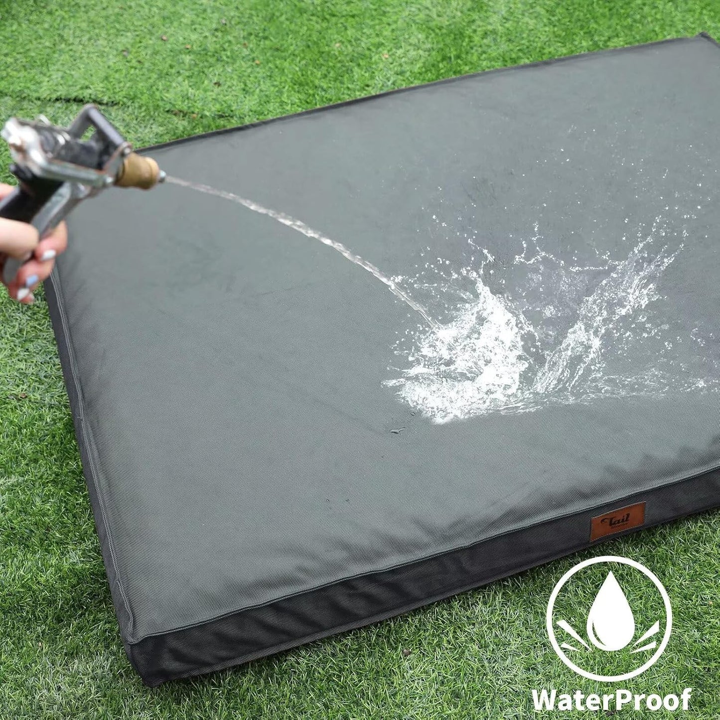 Orthopedic Dog Bed for Large Dogs, Big Waterproof Dog Bed Washable Pet Bed for Large Sized Dogs with Egg Crate Foam Pet Bed Mat, Removable Oxford Cooling Cover, Grey