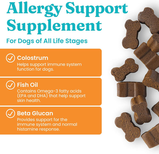 Solid Gold Dog Allergy Relief Chews - Dog Itching Skin Relief & Seasonal Allergies Support - Alaskan Salmon Oil for Dogs Skin, Coat & Immune Support - Bacon Flavor Soft Allergy Chews for Dogs - 60ct