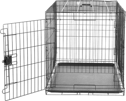 Amazon Basics Durable,Foldable Metal Wire Dog Crate with Tray, Double Door, 42 x 28 x 30 in, Black